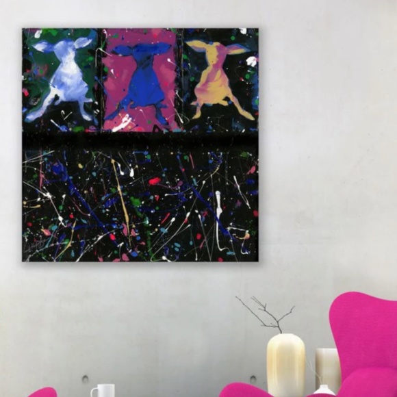 OOAK Abstract Chi Dog Painting by Kathy Morton Stanion - Chihuahua Party - Picture 5 of 8